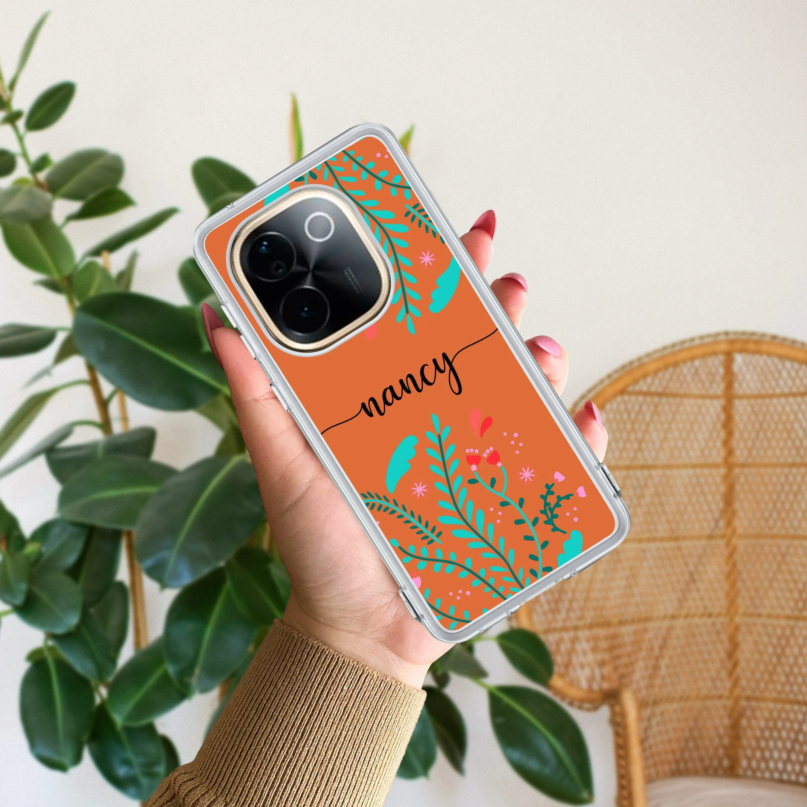 Blue Floral Customize Transparent Silicon Case For Vivo