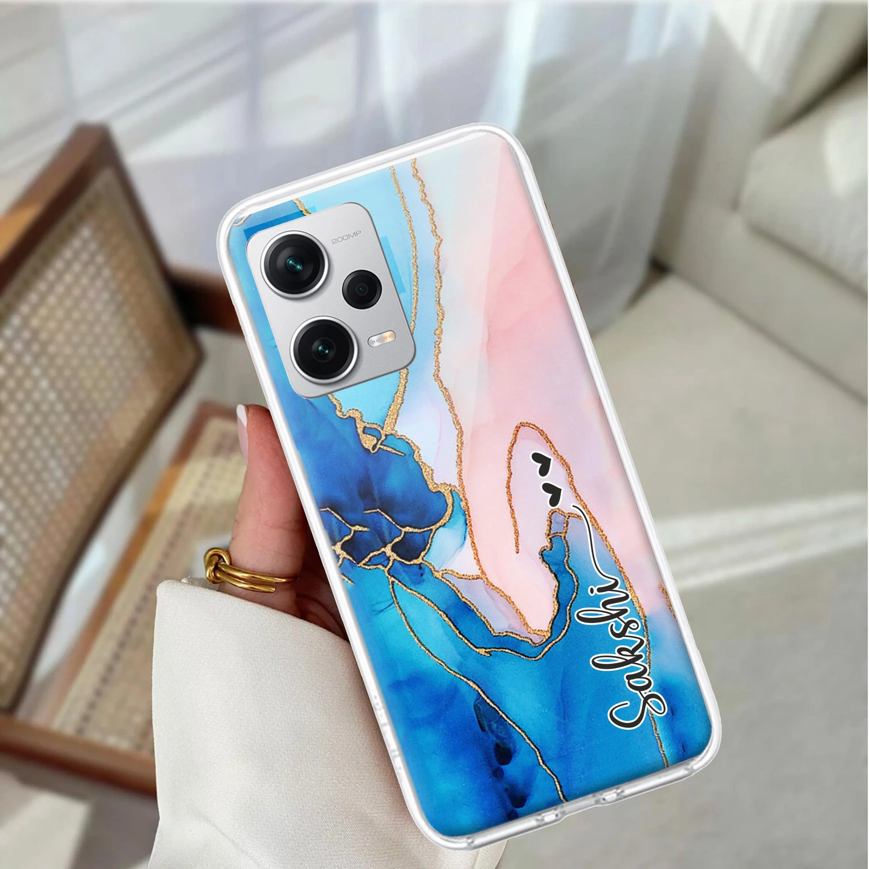 Blue Gradient Marble Customize Transparent Silicon Case For Redmi/Xiaomi
