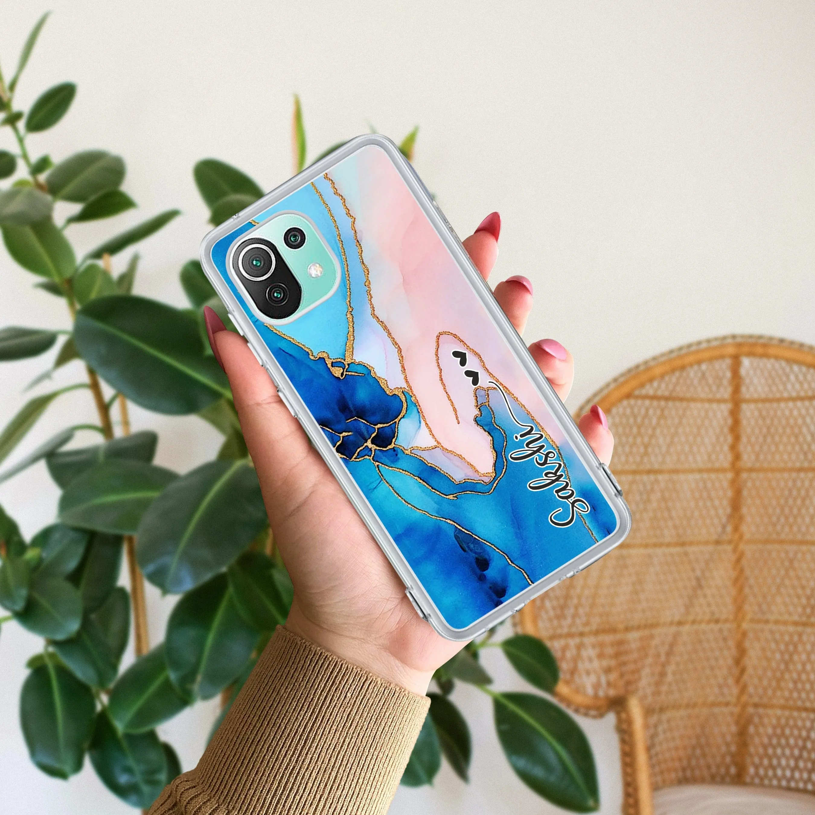 Blue Gradient Marble Customize Transparent Silicon Case For Redmi/Xiaomi
