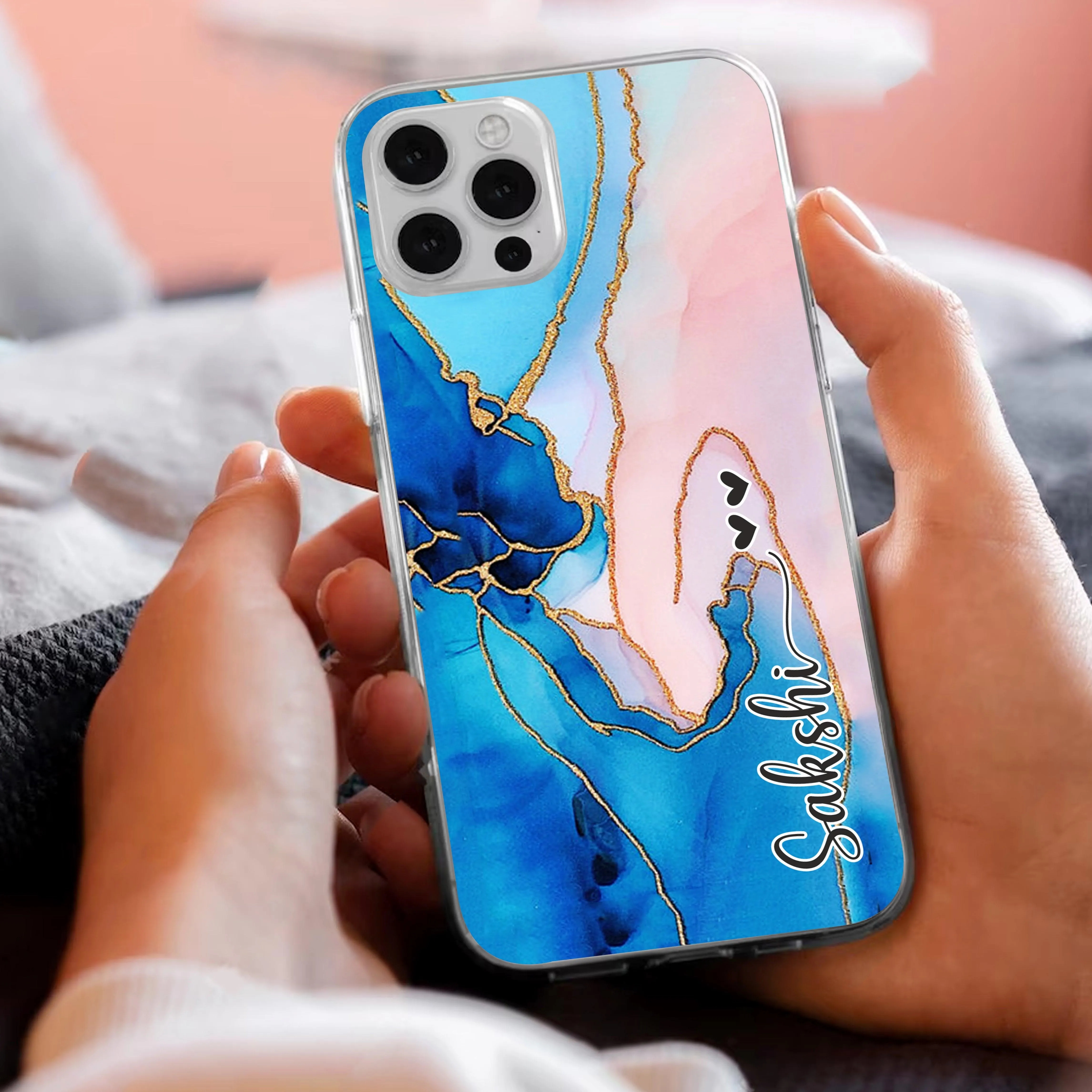 Blue Gradient Marble Customize Transparent Silicon Case For Redmi/Xiaomi