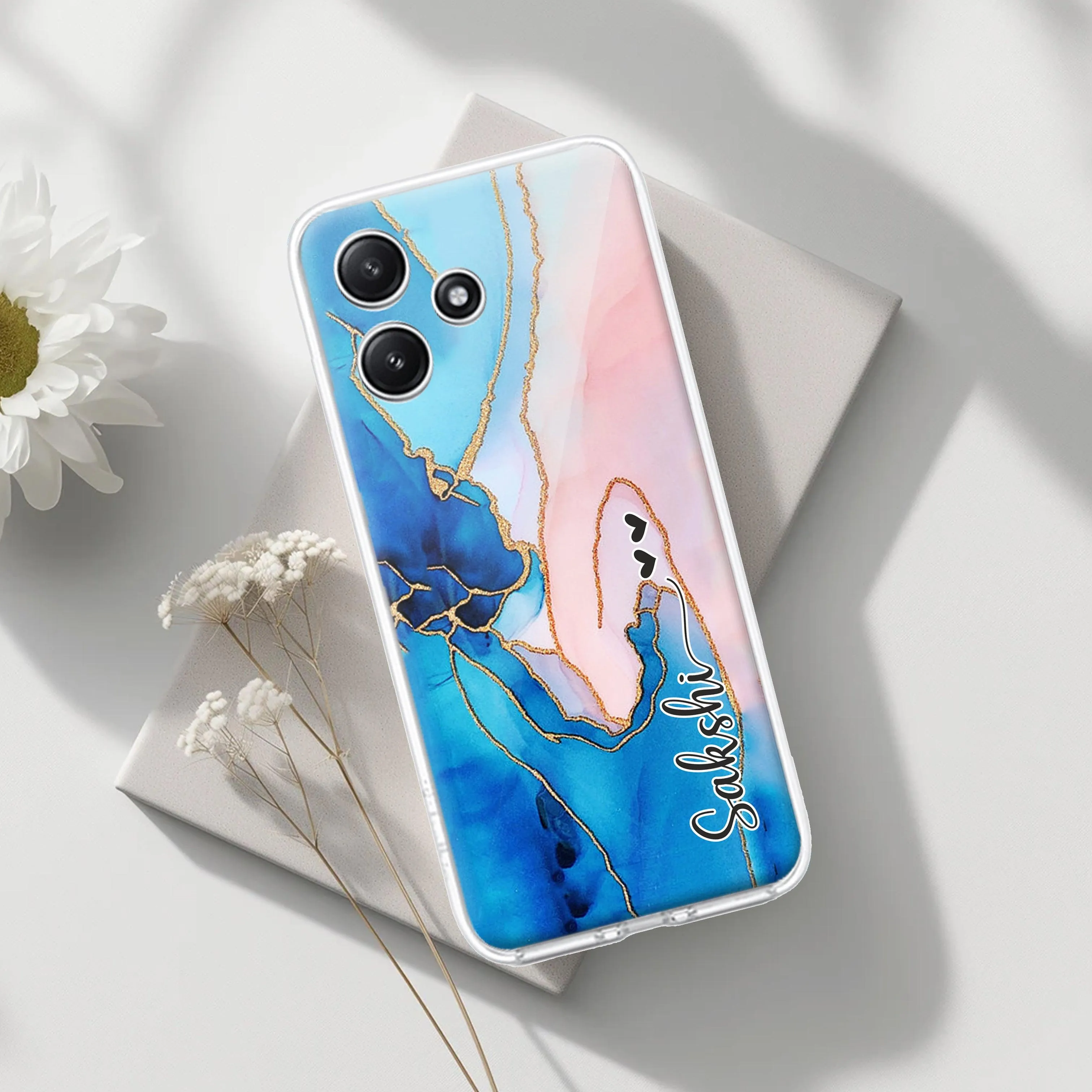 Blue Gradient Marble Customize Transparent Silicon Case For Redmi/Xiaomi