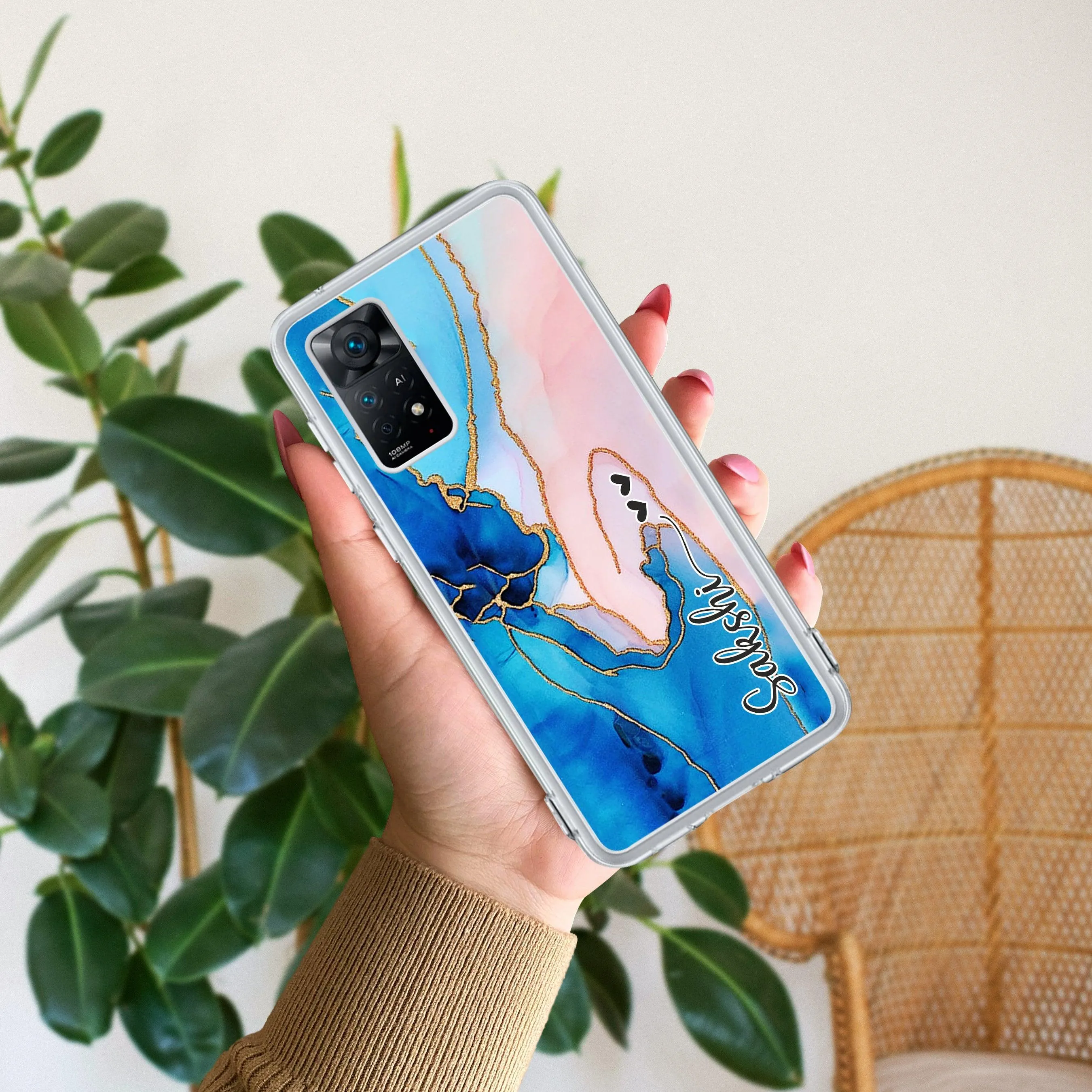 Blue Gradient Marble Customize Transparent Silicon Case For Redmi/Xiaomi