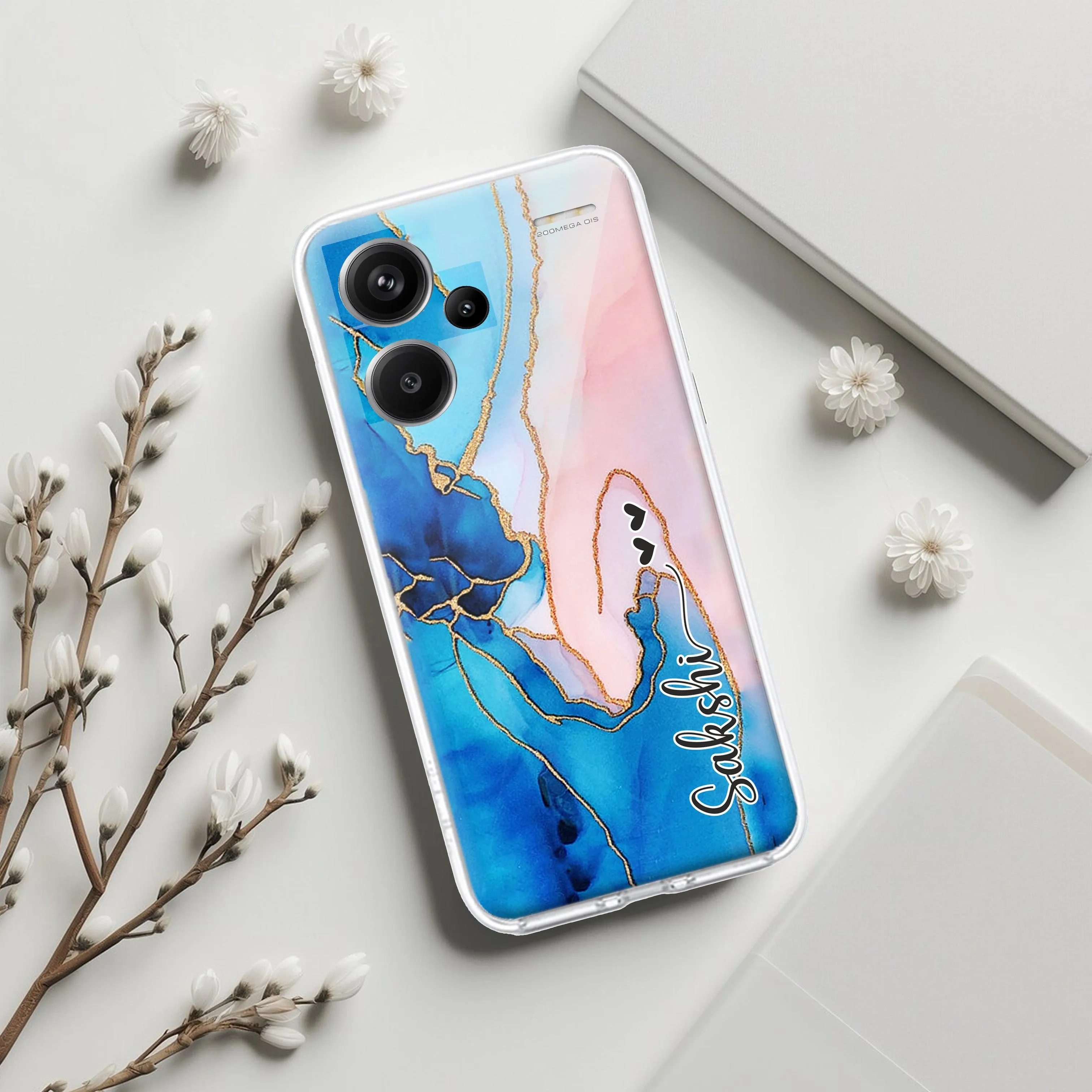 Blue Gradient Marble Customize Transparent Silicon Case For Redmi/Xiaomi