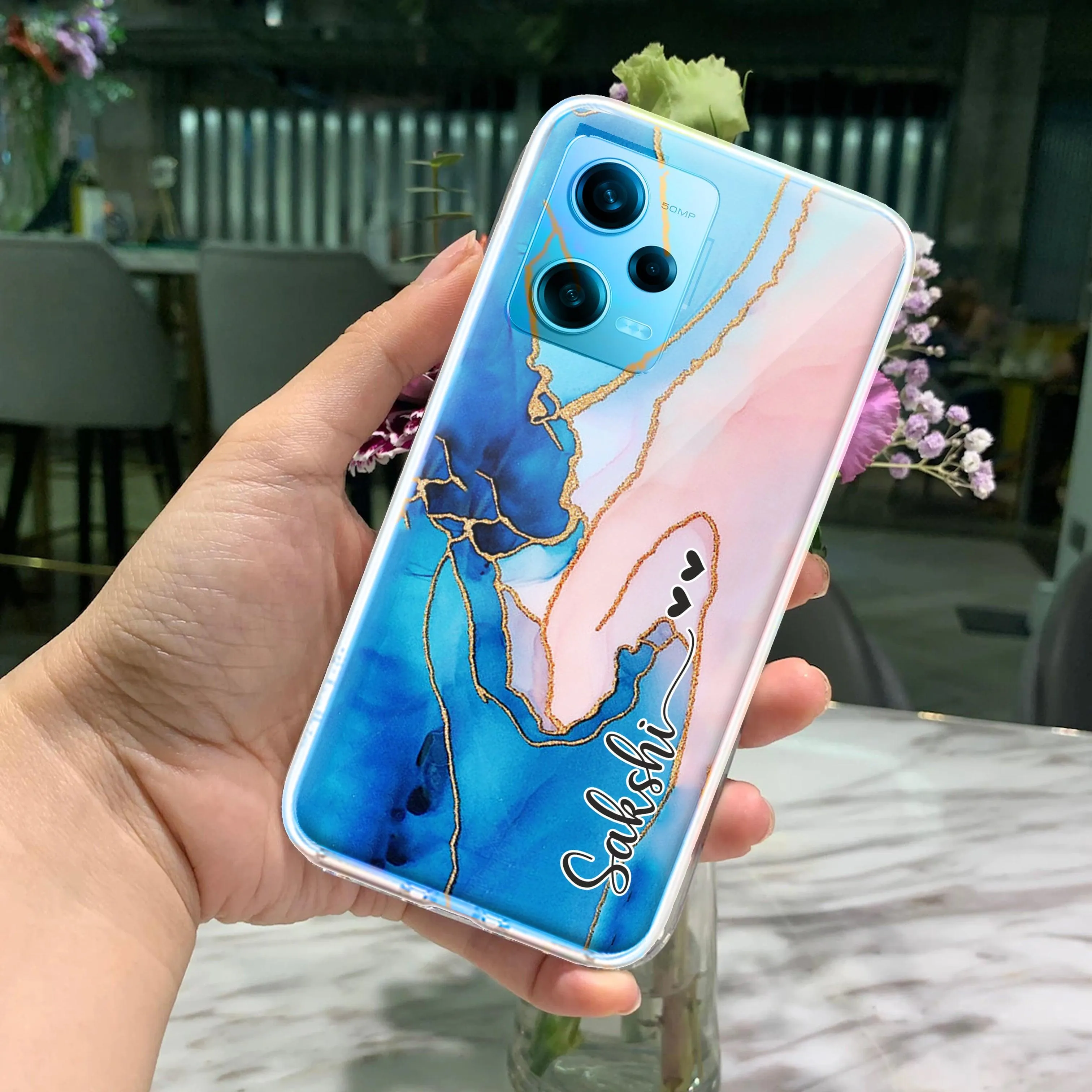 Blue Gradient Marble Customize Transparent Silicon Case For Redmi/Xiaomi