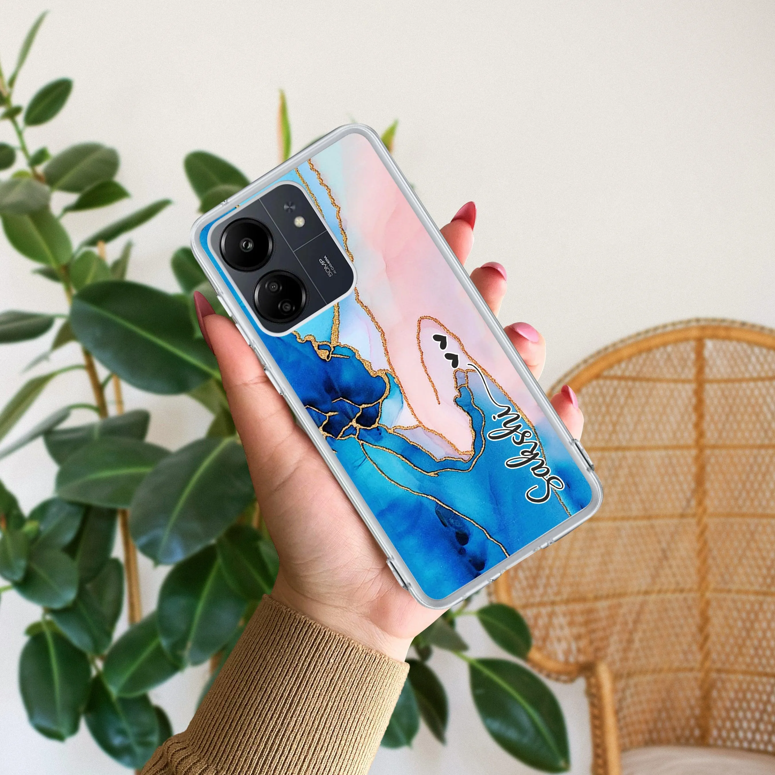 Blue Gradient Marble Customize Transparent Silicon Case For Redmi/Xiaomi