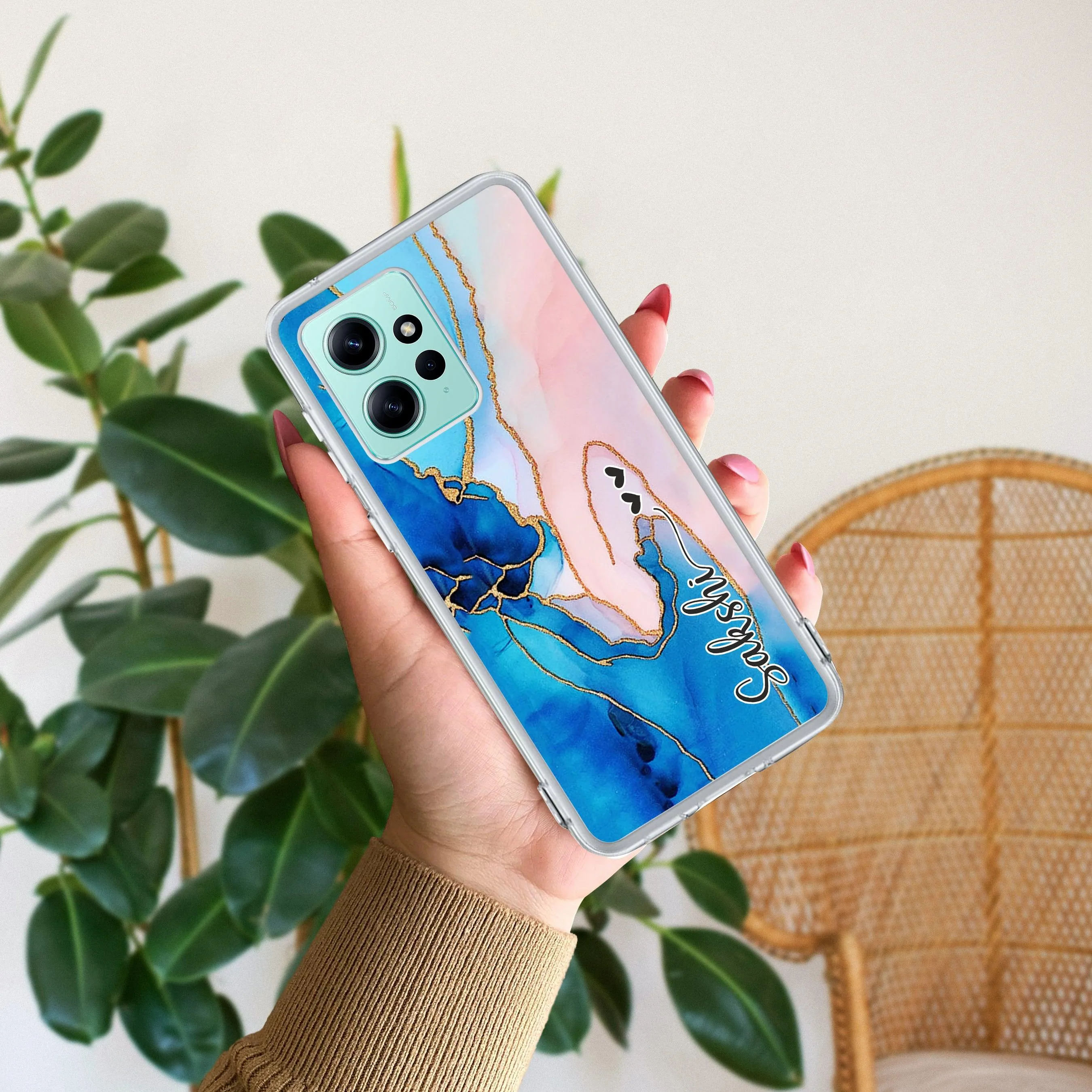 Blue Gradient Marble Customize Transparent Silicon Case For Redmi/Xiaomi