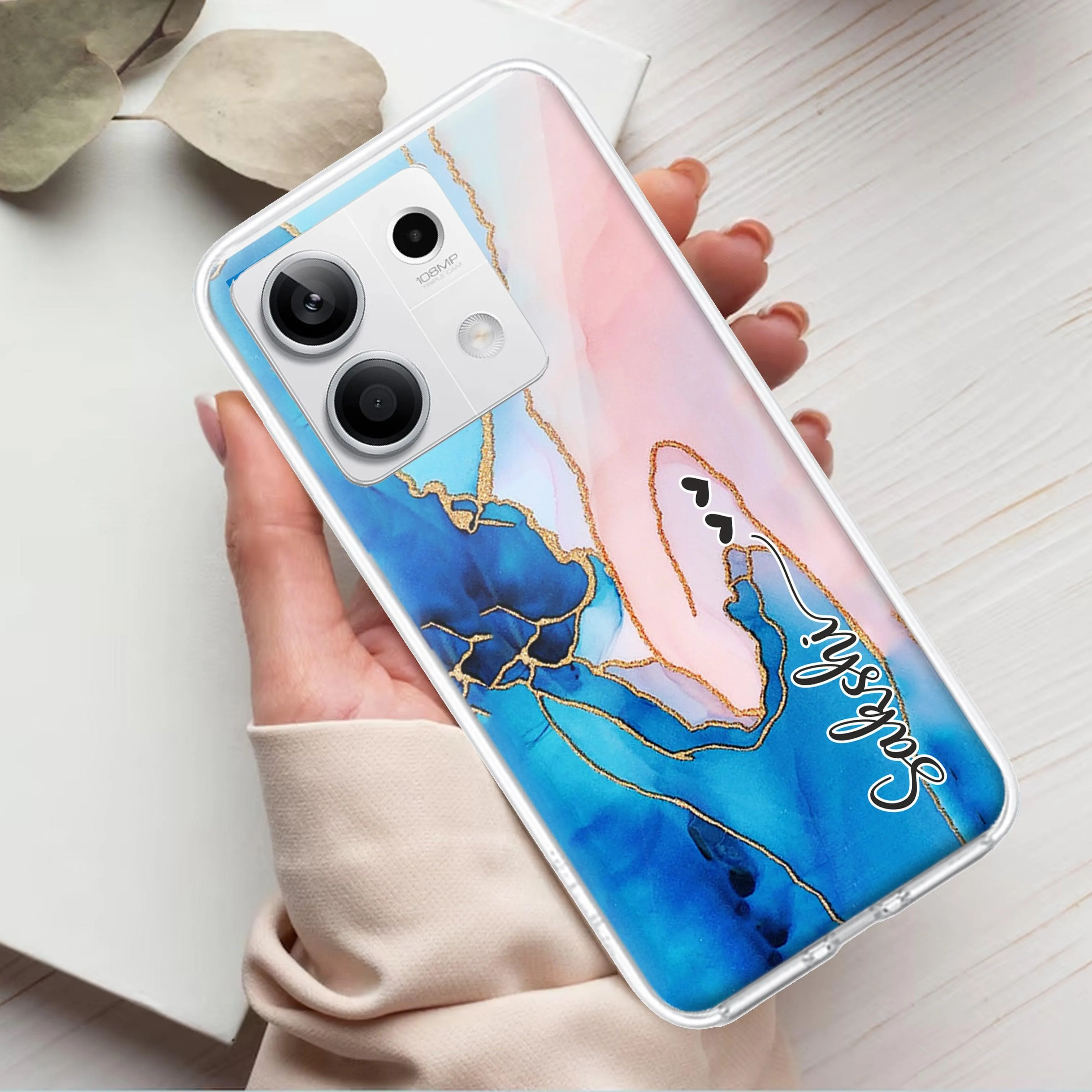 Blue Gradient Marble Customize Transparent Silicon Case For Redmi/Xiaomi