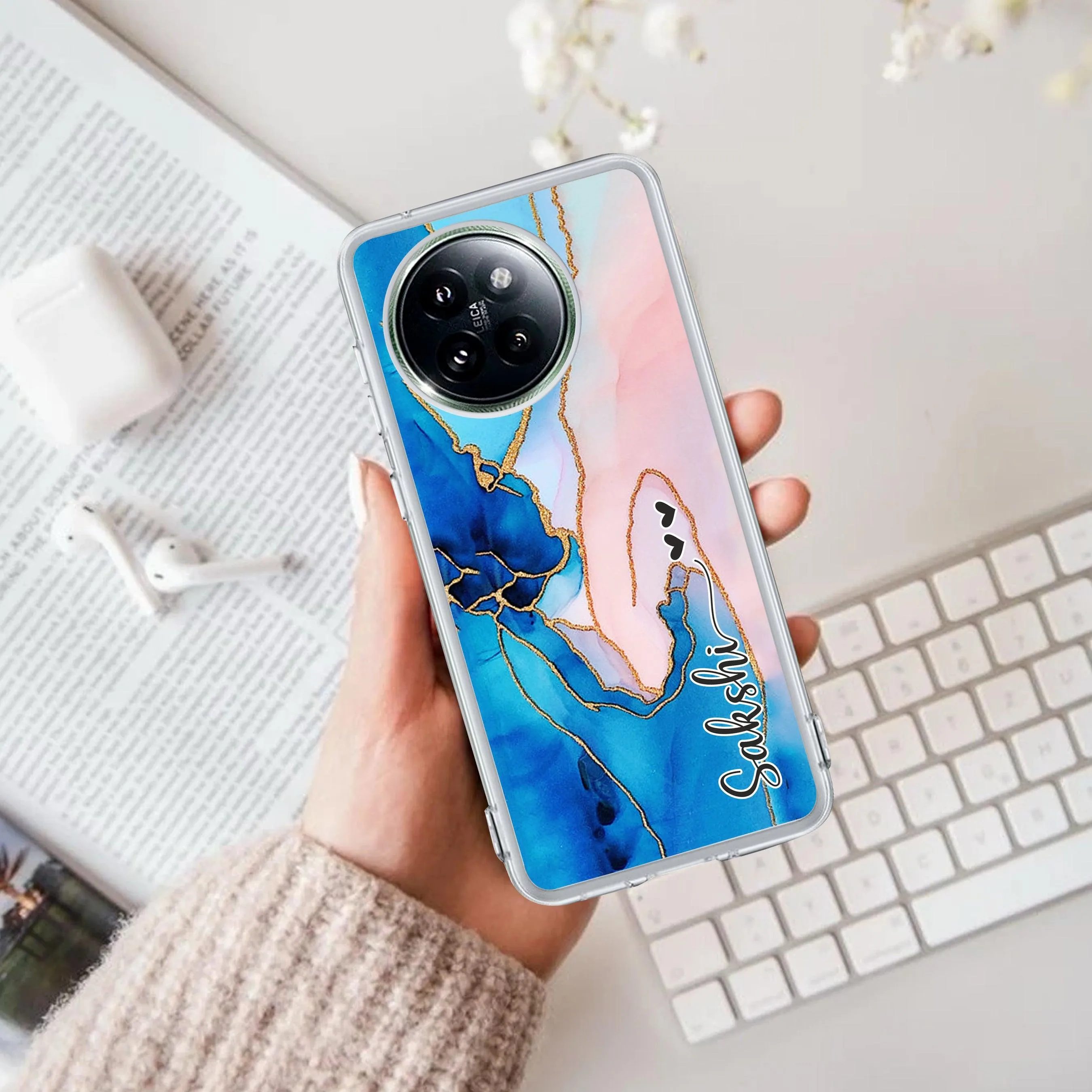 Blue Gradient Marble Customize Transparent Silicon Case For Redmi/Xiaomi