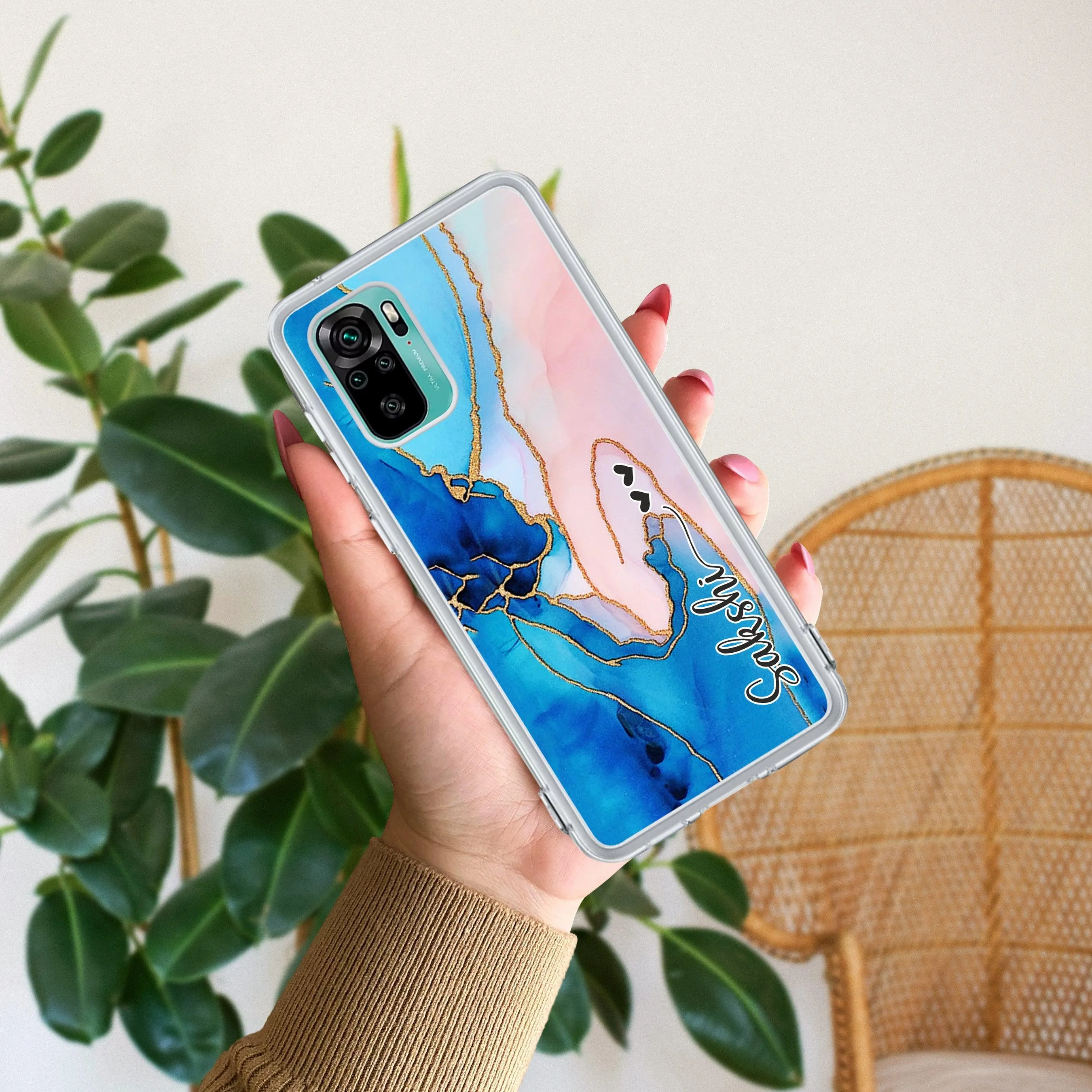 Blue Gradient Marble Customize Transparent Silicon Case For Redmi/Xiaomi
