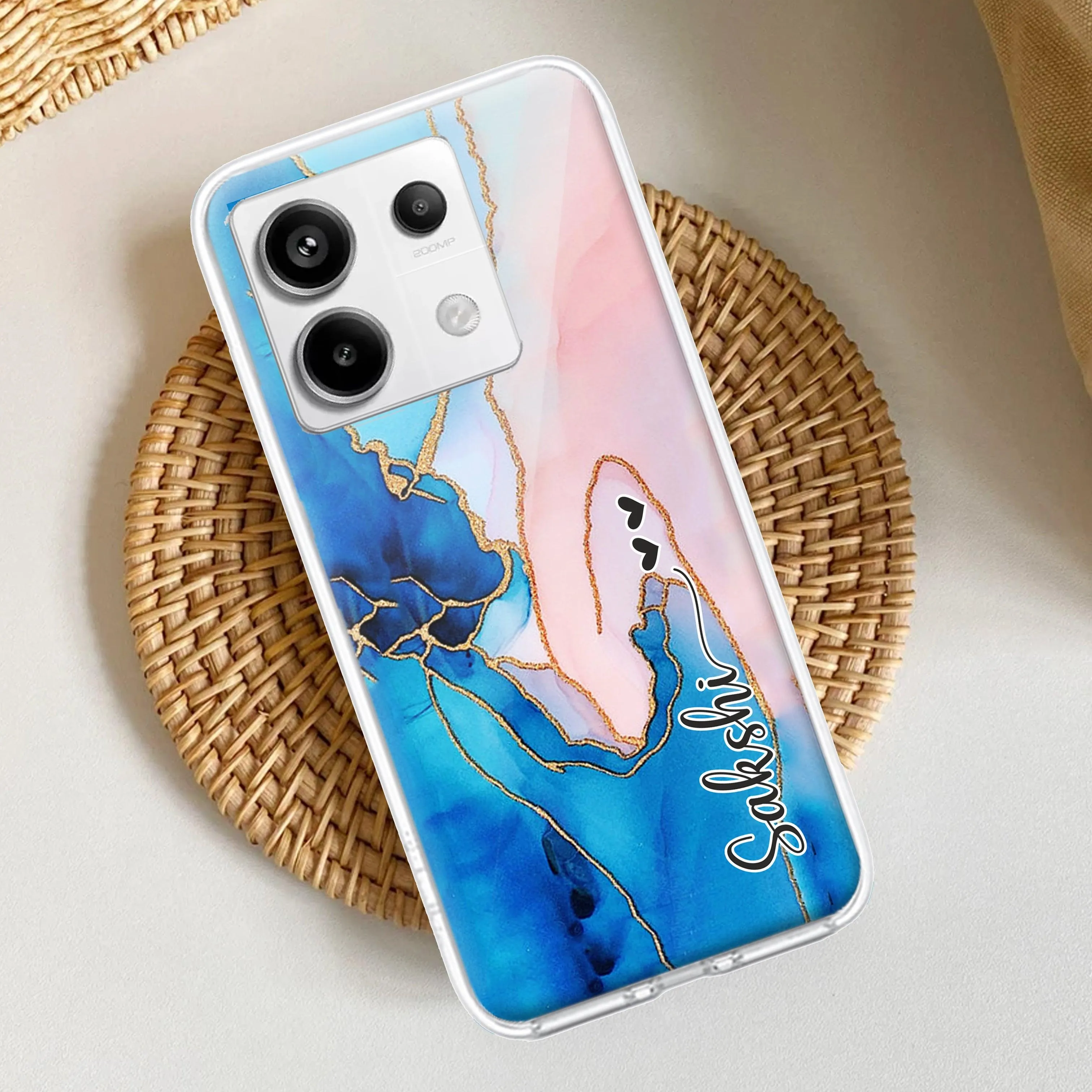 Blue Gradient Marble Customize Transparent Silicon Case For Redmi/Xiaomi