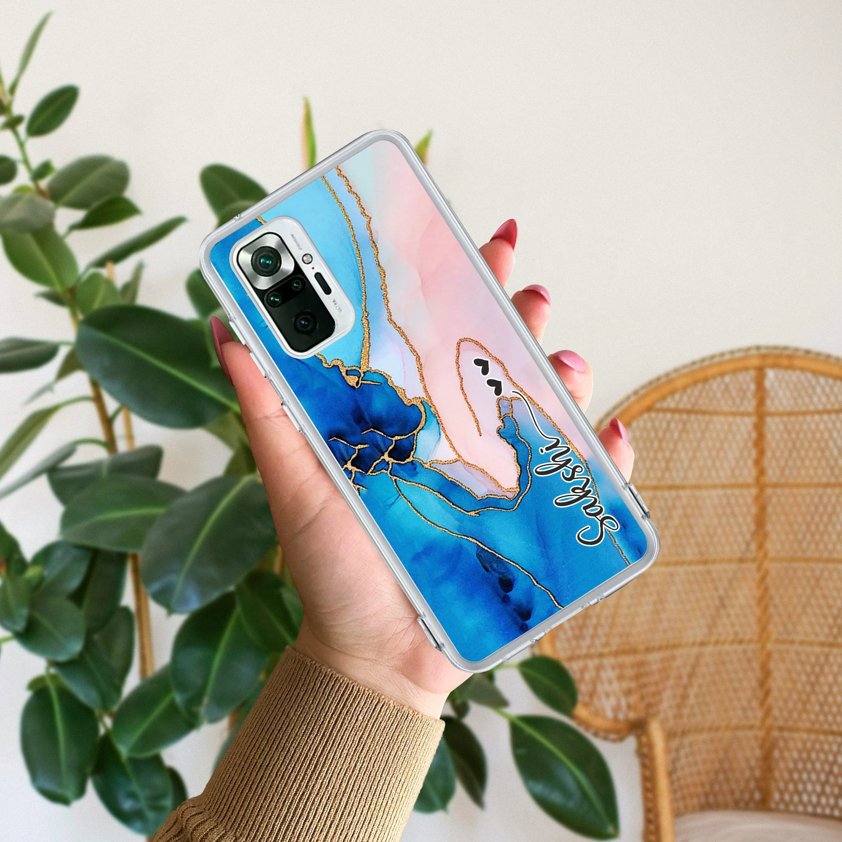 Blue Gradient Marble Customize Transparent Silicon Case For Redmi/Xiaomi
