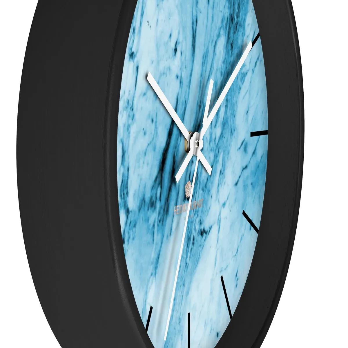Blue Marble Wall Clock, White Marble Print Art Large Indoor 10" inch dia. Clock-Made in USA