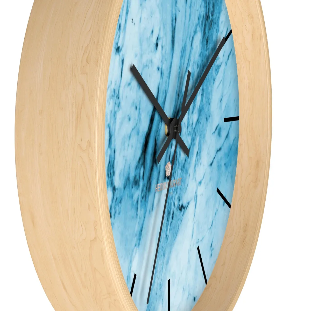Blue Marble Wall Clock, White Marble Print Art Large Indoor 10" inch dia. Clock-Made in USA