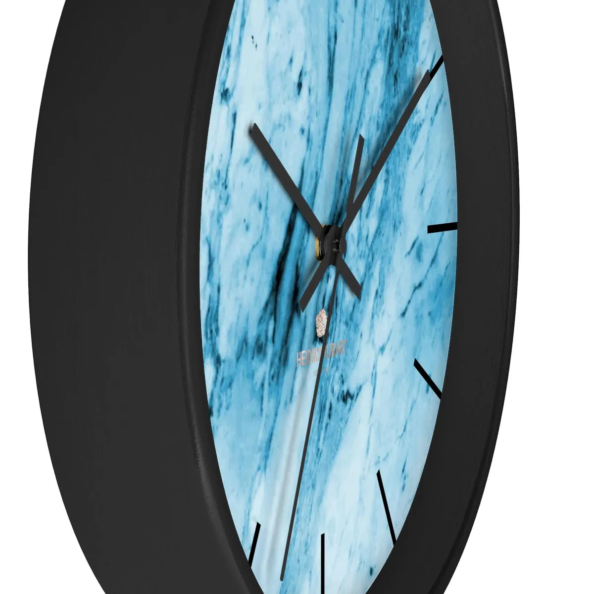 Blue Marble Wall Clock, White Marble Print Art Large Indoor 10" inch dia. Clock-Made in USA