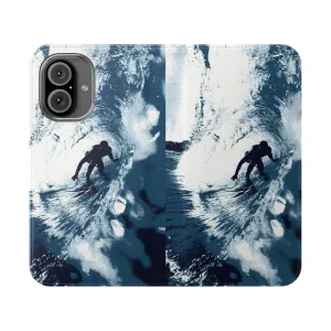 Blue Wave Flip Cover Phone Case with Hawaiian Surf Graphic