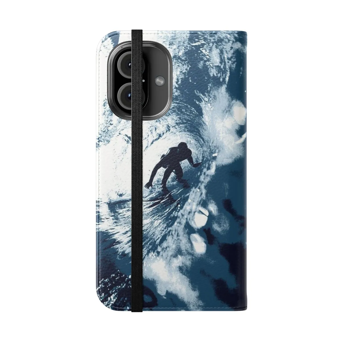 Blue Wave Flip Cover Phone Case with Hawaiian Surf Graphic