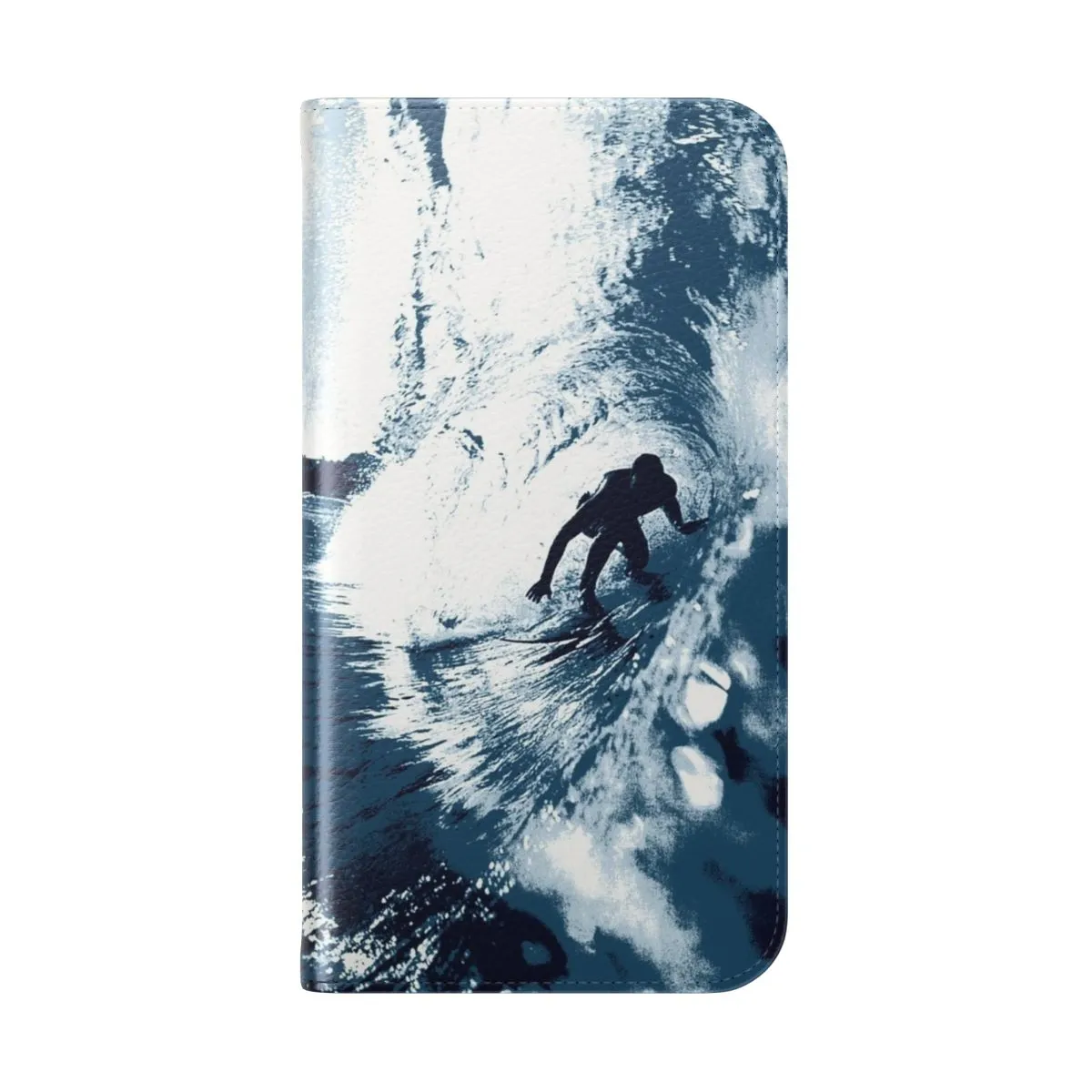 Blue Wave Flip Cover Phone Case with Hawaiian Surf Graphic
