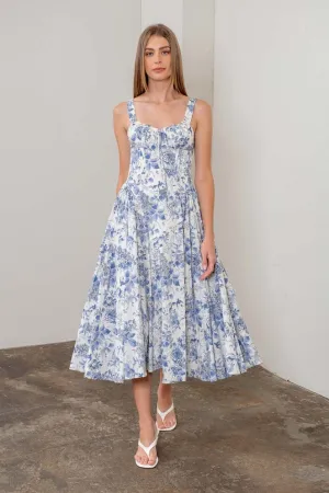 Blue Willow Corset Midi Dress