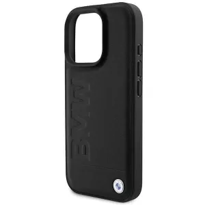 BMW Leather Hot Stamp Case with MagSafe for iPhone 16 Pro 6.3" Black - BMHMP16LSLLBK