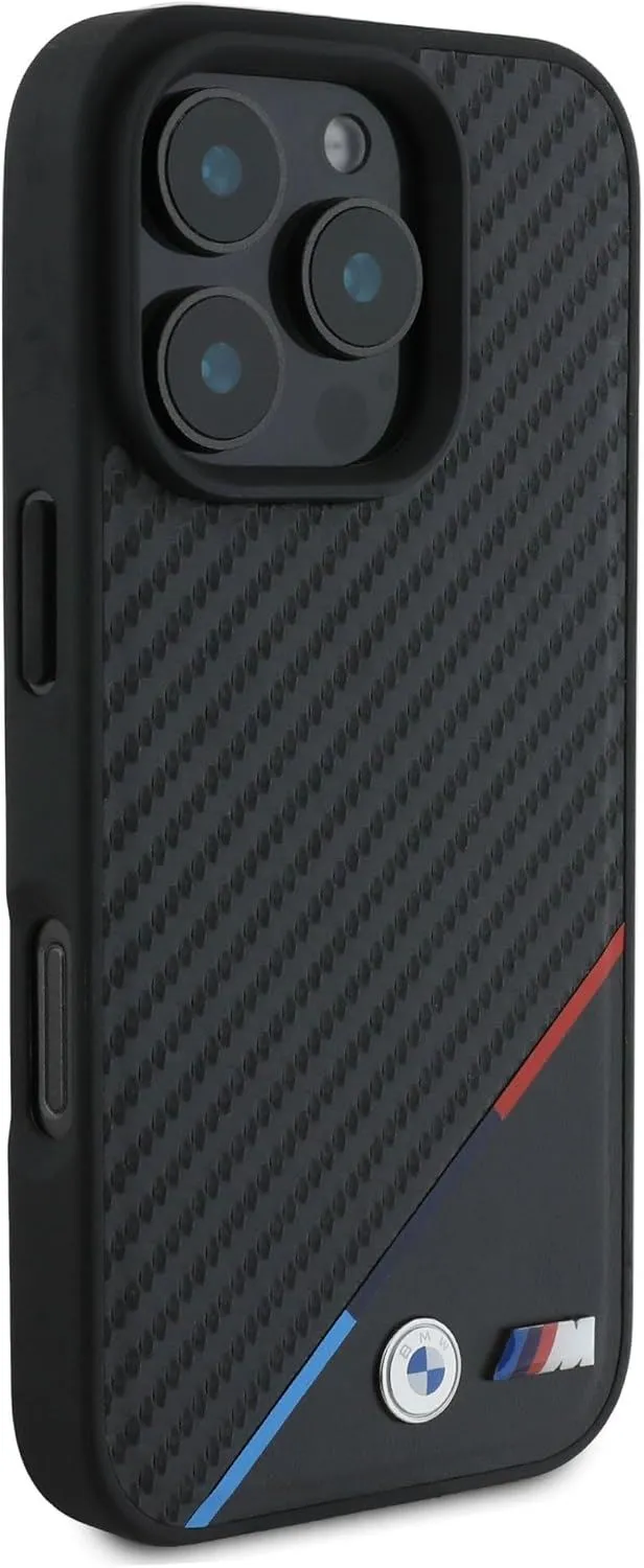 BMW M Carbon Tricolour Line Case with MagSafe for iPhone 16 Pro 6.3" Black - BMHMP16L23PUDTK