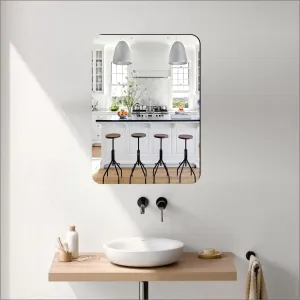 Bnezz - Self Adhesive Wall Mirror Stickers Big Size (30x20) Cm Frameless Mirror for Wall Stickers | Mirror for Bathroom | Bedroom | Wash Basin Flexible Mirror Sheets for Wall (CurveRectangle)