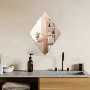 Bnezz - Self Adhesive Wall Mirror Stickers Big Size (30x20) Cm Frameless Mirror for Wall Stickers | Mirror for Bathroom | Bedroom | Wash Basin Flexible Mirror Sheets for Wall (D-DiamondMirror)