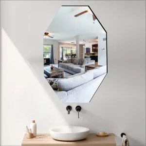 Bnezz - Self Adhesive Wall Mirror Stickers Big Size (30x20) Cm Frameless Mirror for Wall Stickers | Mirror for Bathroom | Bedroom | Wash Basin Flexible Mirror Sheets for Wall (OctagonMirror)