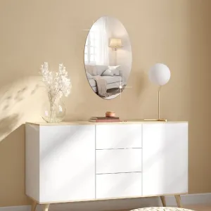 Bnezz - Self Adhesive Wall Mirror Stickers Big Size (30x20) Cm Frameless Mirror for Wall Stickers | Mirror for Bathroom | Bedroom | Wash Basin Flexible Mirror Sheets for Wall (T-OvalMirror)