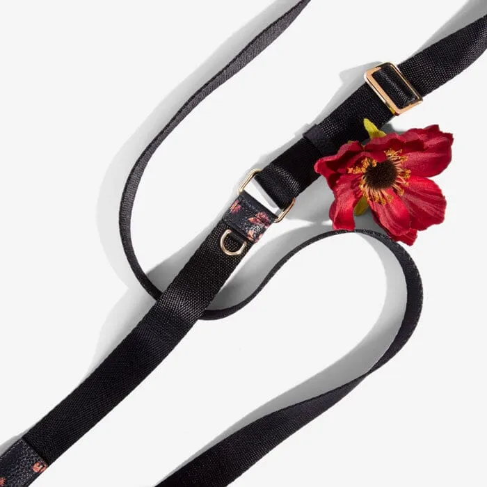 Bobby Floral Crossbody Bandolier - Black Floral/Gold