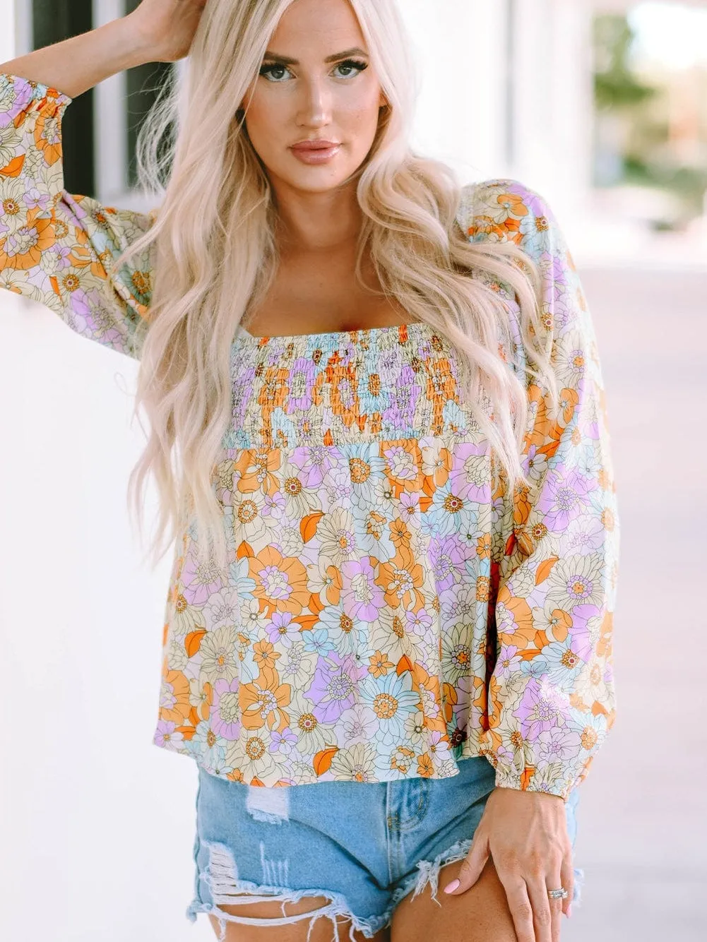 Boho Chic Floral Print Blouse
