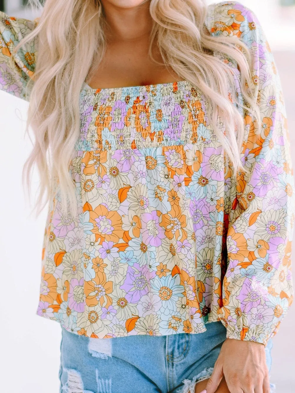 Boho Chic Floral Print Blouse