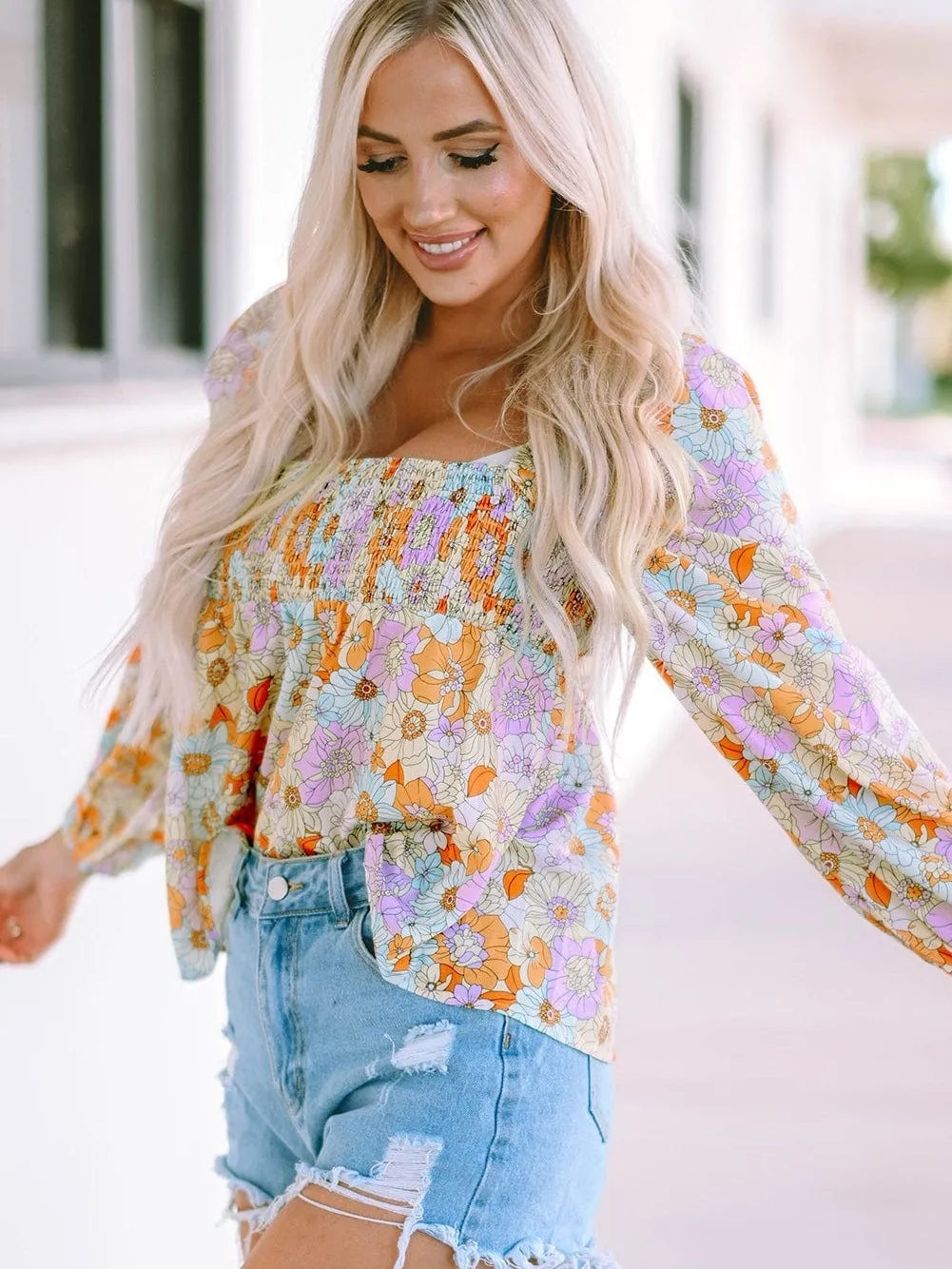 Boho Chic Floral Print Blouse