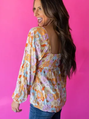 Boho Chic Floral Print Blouse