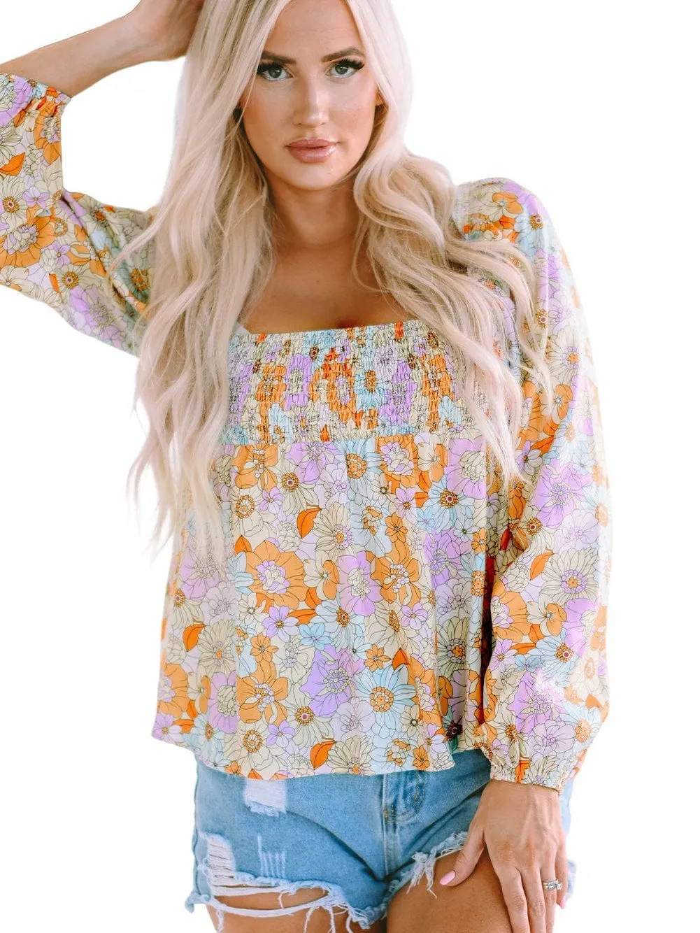 Boho Chic Floral Print Blouse
