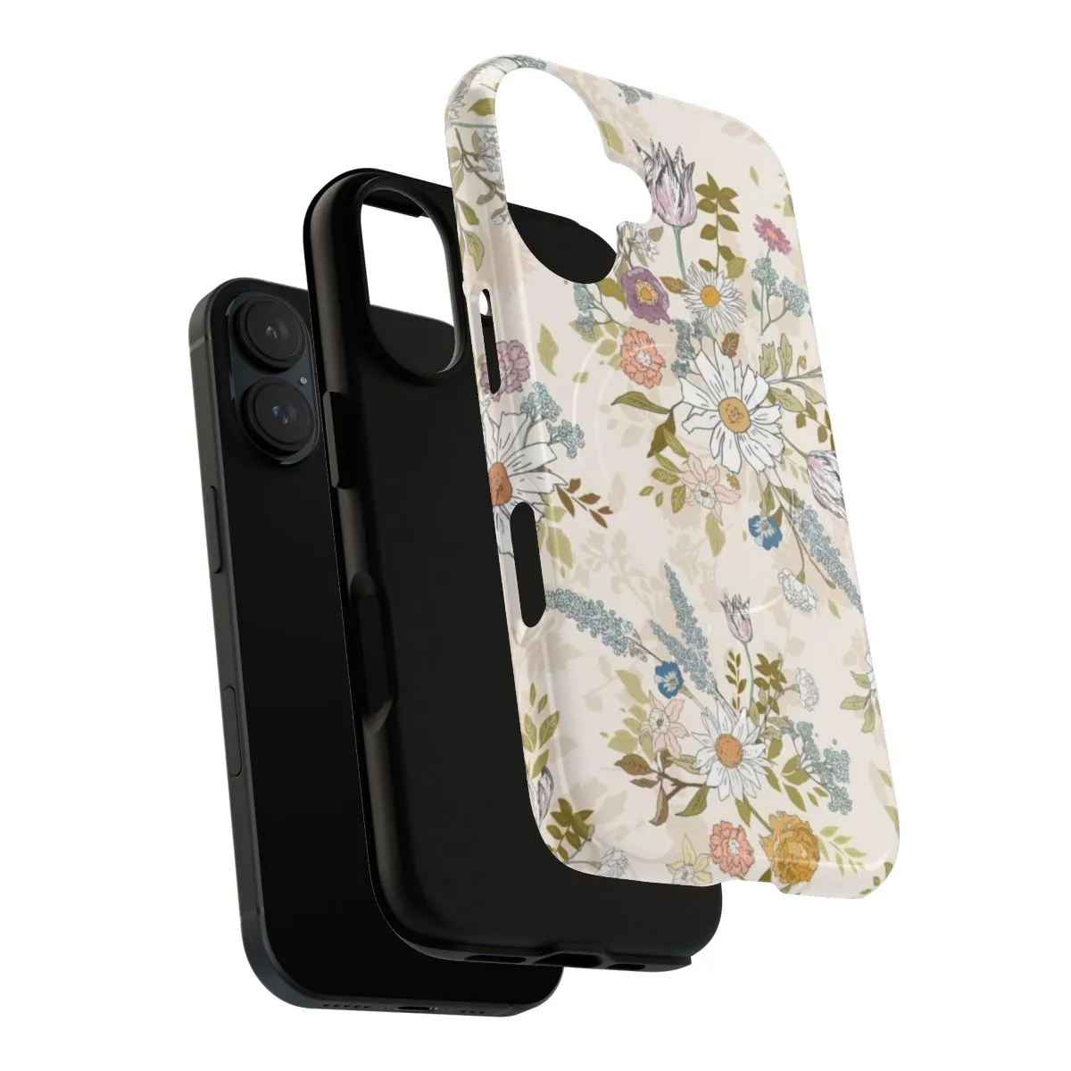 Boho Floral Magnetic Phone Case with Vintage Botanical Design