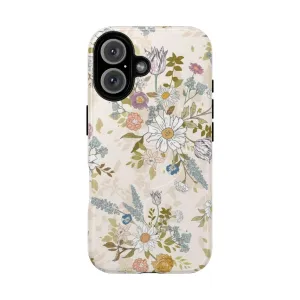 Boho Floral Magnetic Phone Case with Vintage Botanical Design