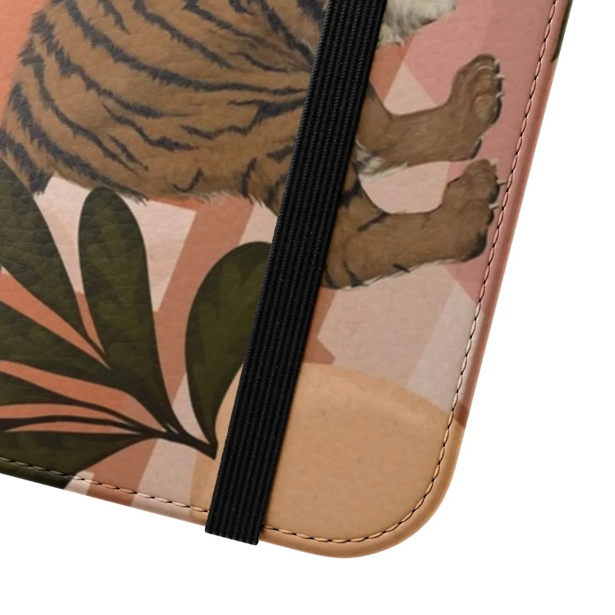 Boho-Inspired Flip Cover Phone Case with Tropical Leaf Design