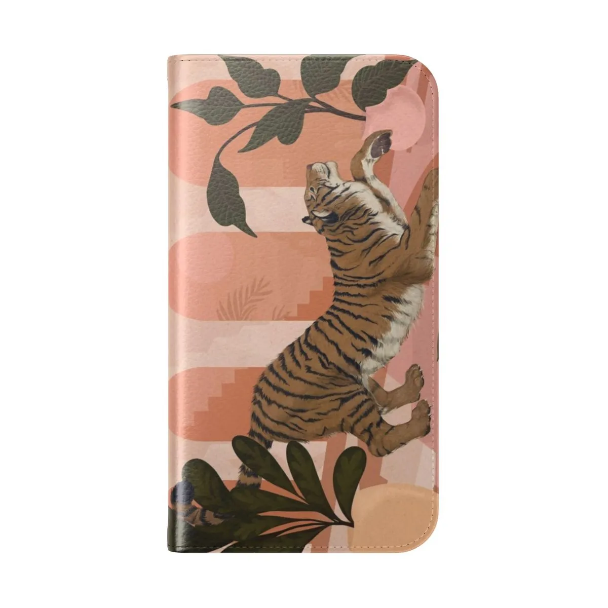 Boho-Inspired Flip Cover Phone Case with Tropical Leaf Design