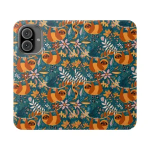 Boho Sloth Floral Phone Case - Retro Animal Print Cover