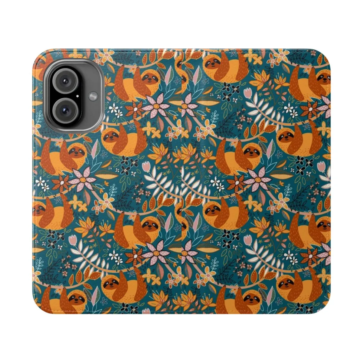 Boho Sloth Floral Phone Case - Retro Animal Print Cover