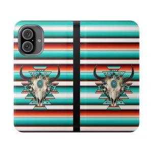 Boho Western Cow Skull Flip Cover Phone Case