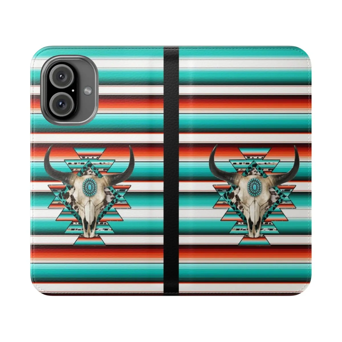 Boho Western Cow Skull Flip Cover Phone Case