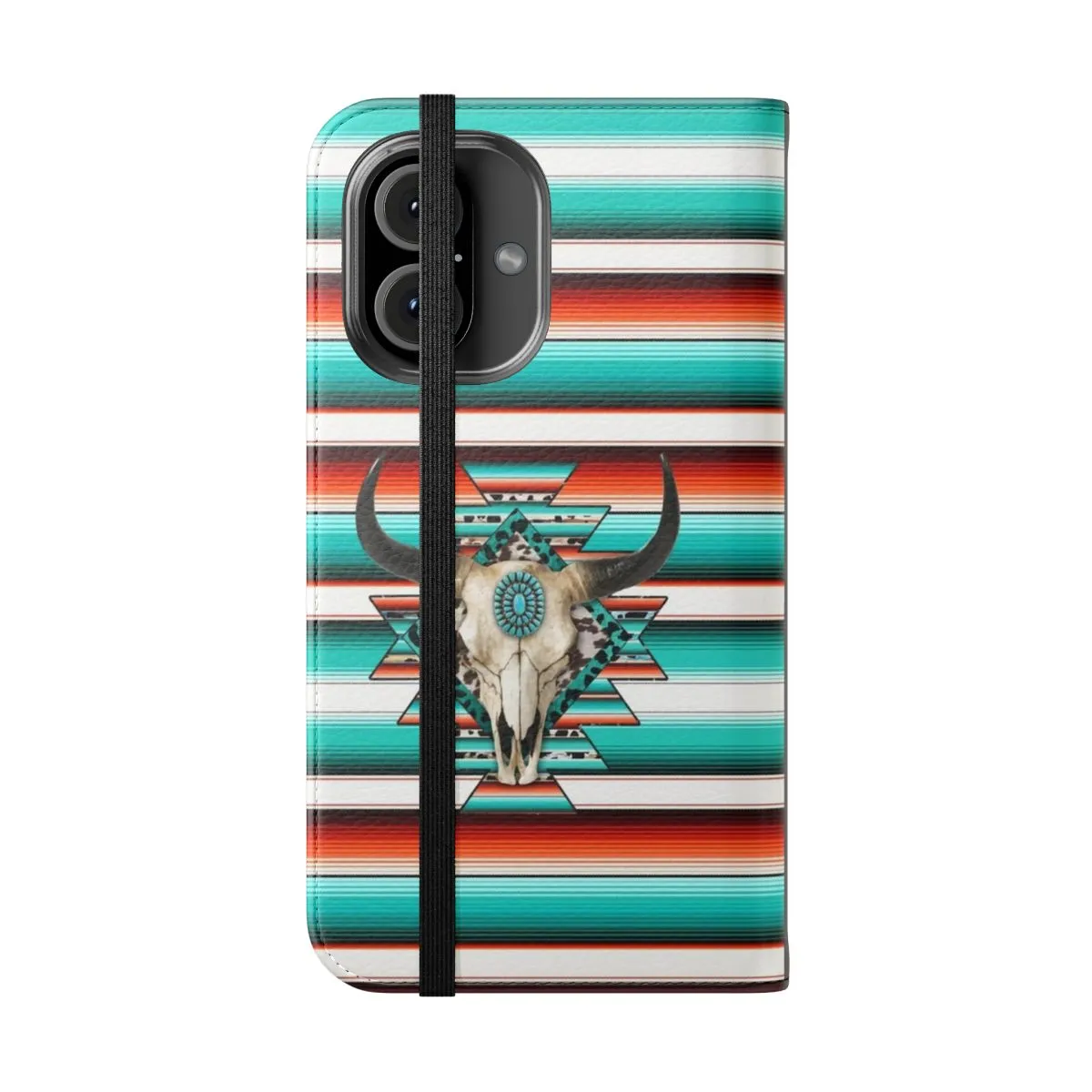 Boho Western Cow Skull Flip Cover Phone Case