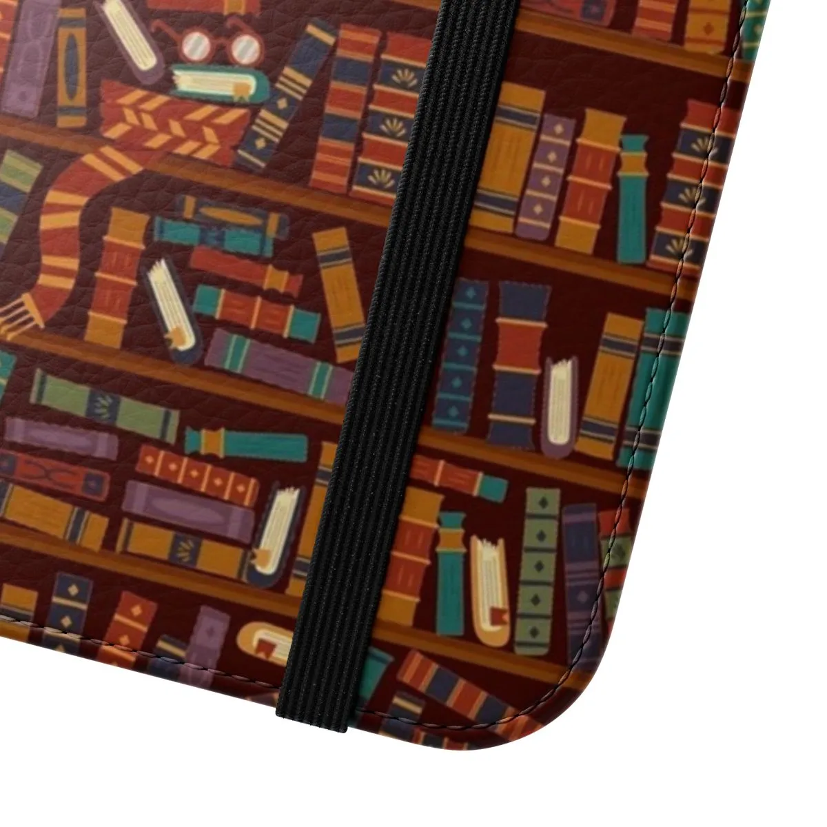 Bookshelf-Inspired Flip Cover Phone Case for Book Enthusiasts