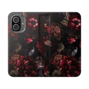 Botanical Dark Midnight Roses Flip Cover Phone Case