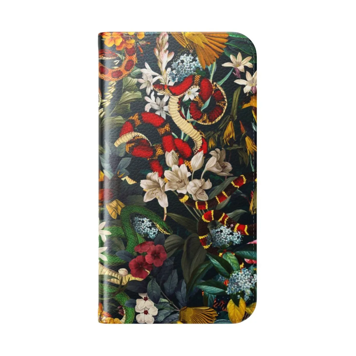 Botanical Floral Phone Case with Bird and Snake Design