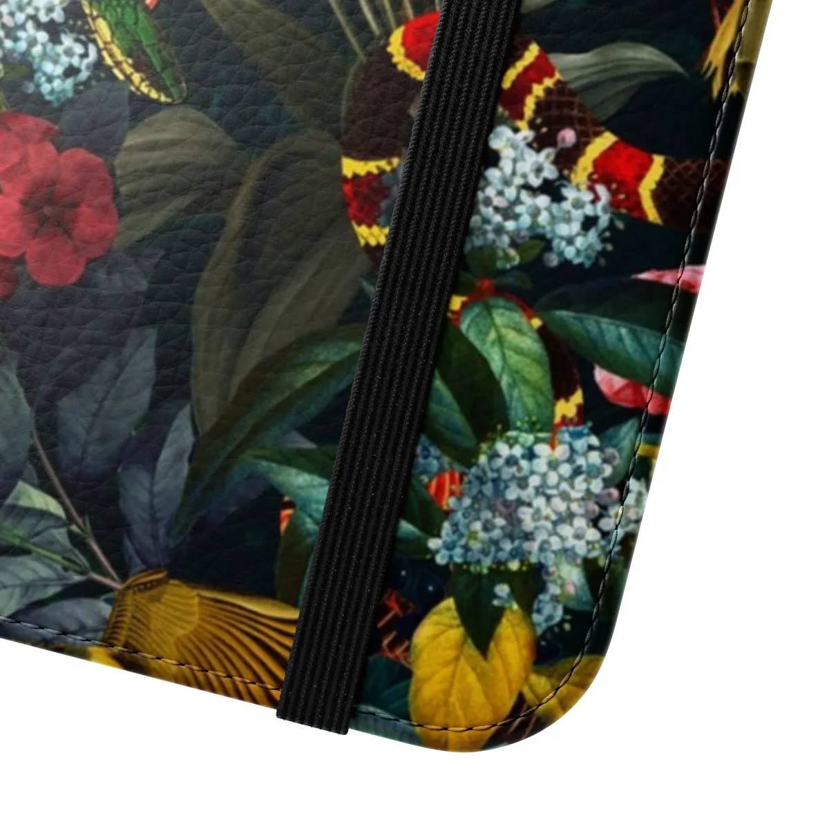 Botanical Floral Phone Case with Bird and Snake Design