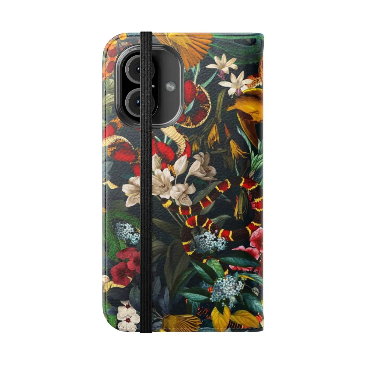 Botanical Floral Phone Case with Bird and Snake Design