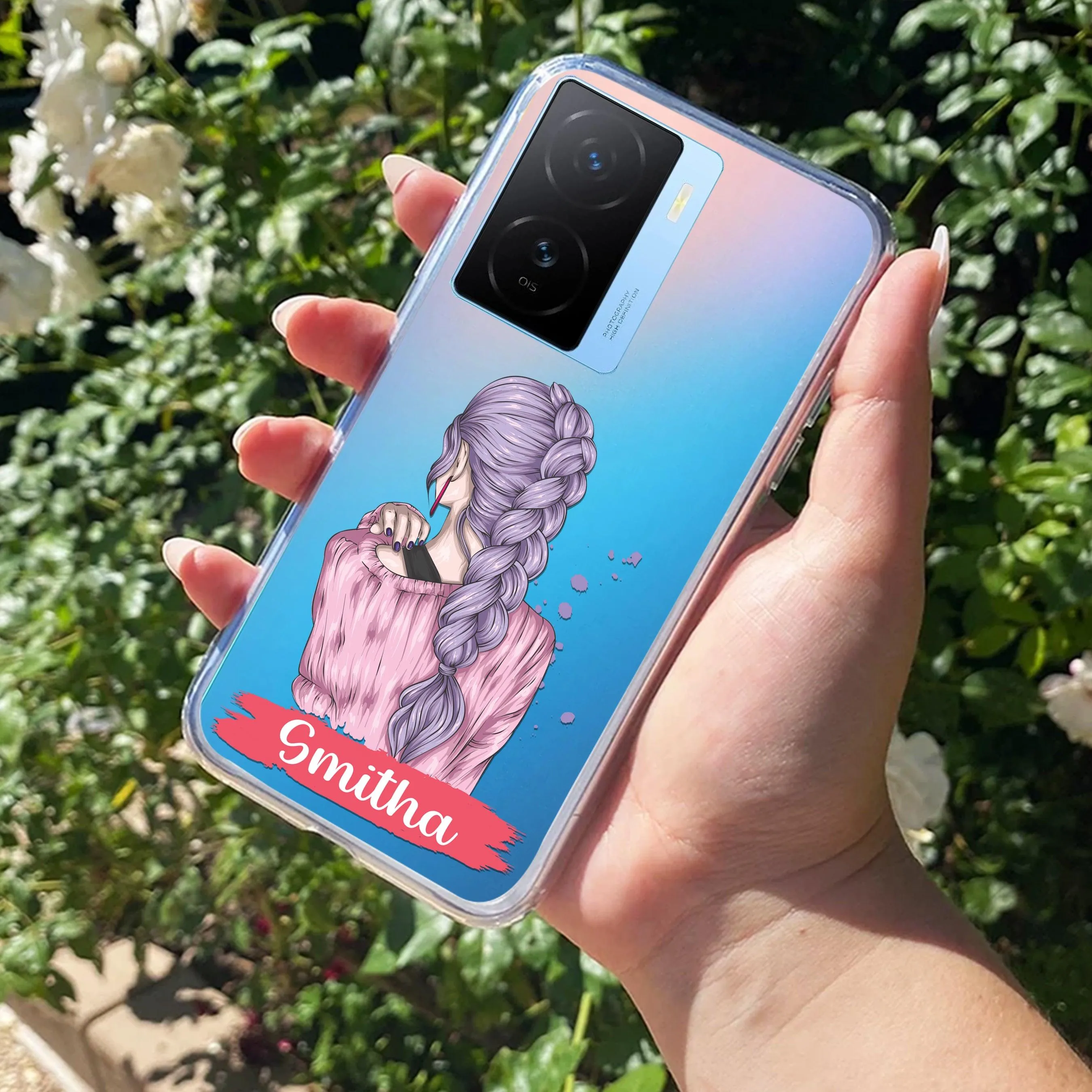 Braid Girl Customize Transparent Silicon Case For iQOO