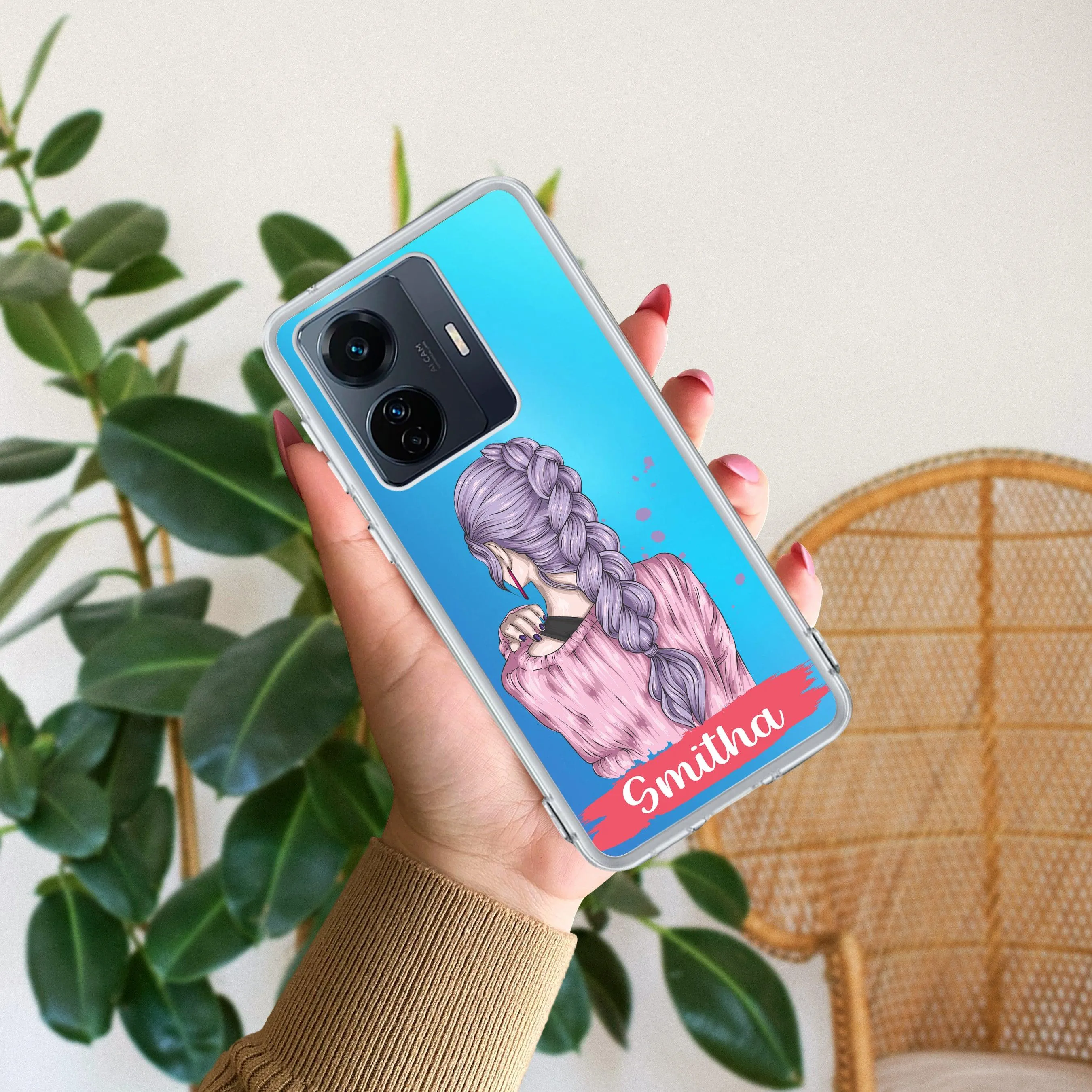 Braid Girl Customize Transparent Silicon Case For iQOO